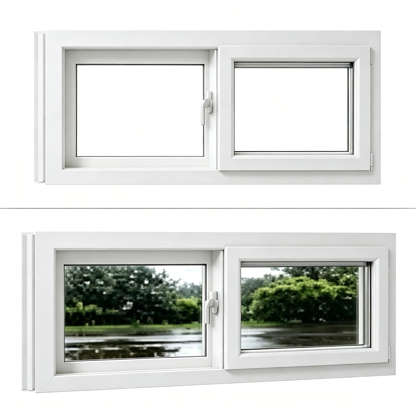 Zcqmscww White W*H Sliding Basement Window With Tempered Glass, Aluminum Frame Ventilation For Shed, Garage, Bathroom, Chicken Coop, Easy Installation(,39"*29")