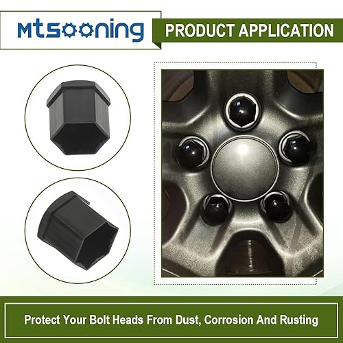 Miniatura 4 de Mtsooning 21 tapas de tuerca de rueda de automóvil, cubiertas universales de 0.79 pulgadas, protector de cabeza de perno de cubo automático con clip