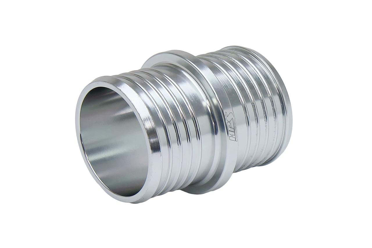 HPSAHU-062-SL 5/8" Billet 6061 Aluminum Joiner Hose Union Connector, 1-1/2" Length, Silver, 16mm OD