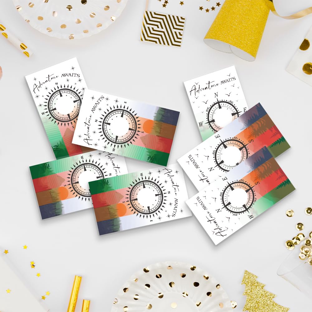 PLIGREAT 120 Pack Adventure Awaits Scratch Off Cards DIY Your Own Scratch Off Crads with Stickers Compass Scratch to Win Tickets DIY Coupon Cards for Travle Small Business Promotion Party Supplies - Image 2