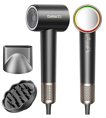 SHRATE Secador de pelo iónico profesional de alta velocidad  Secado ultrarrápido  500 millones de iones negativos  Bajo ruido  160000 RPM  Secador