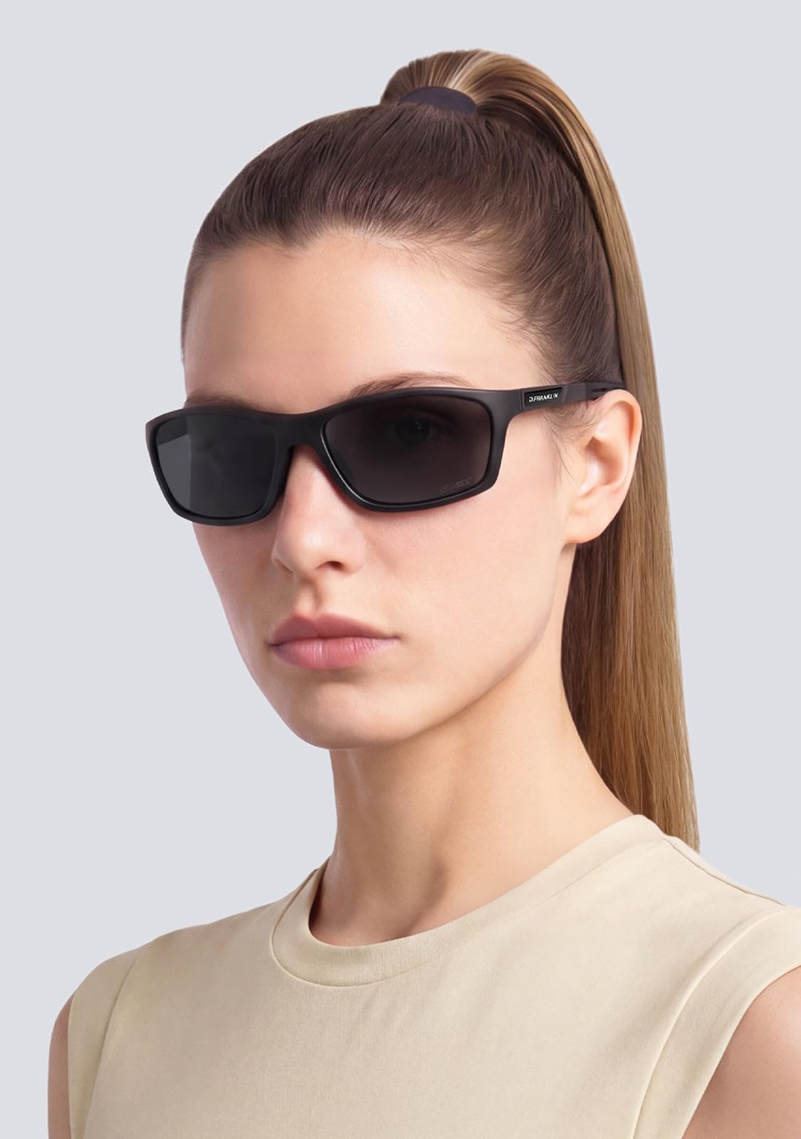 D.Franklin Occhiali da sole - Occhiali da sole sportivi con lenti polarizzate e protezione UV - Sport all'aperto - Modello volcano - Rettangolari - Per uomo e donna - Sunglasses