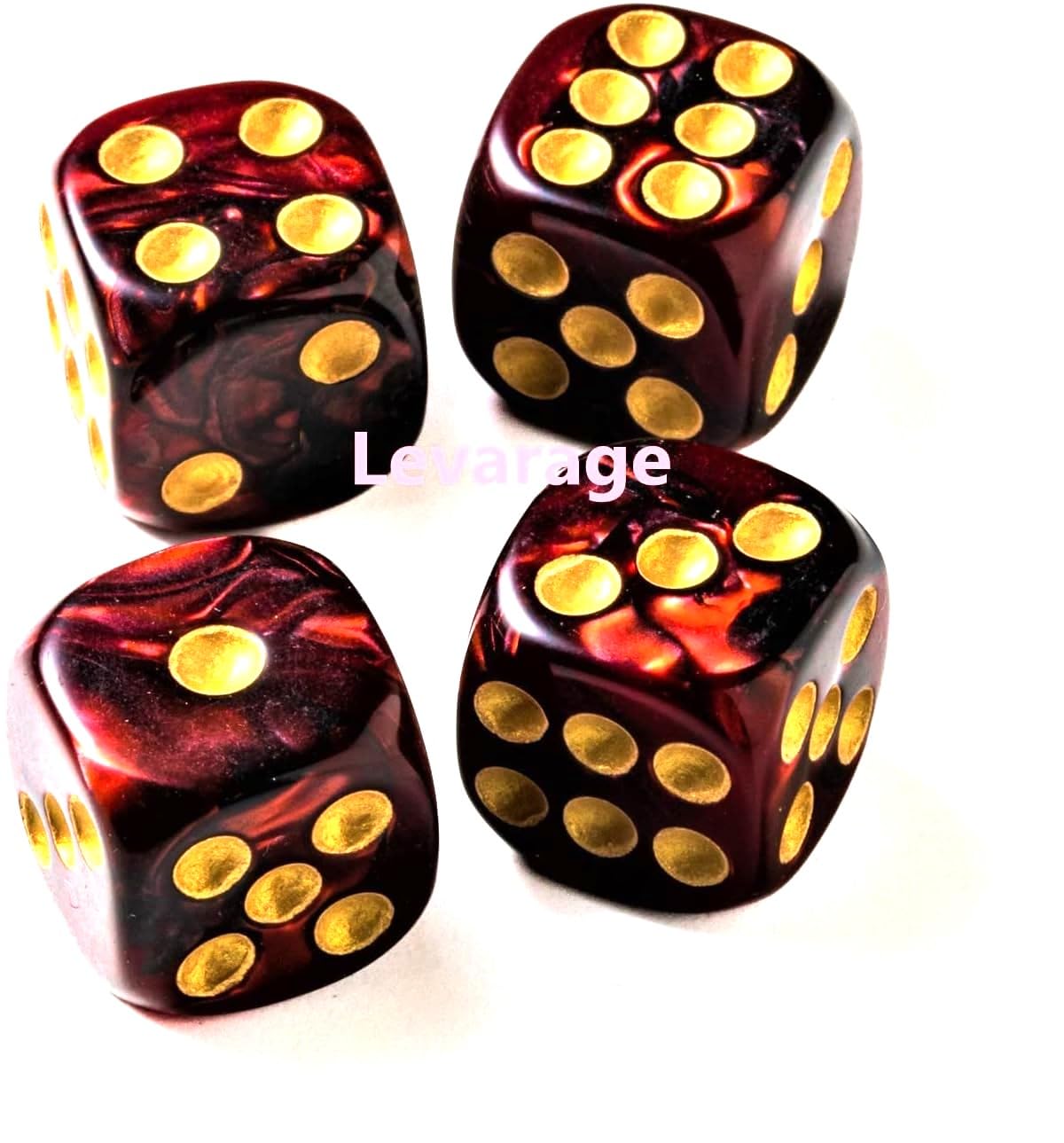 Amazon | Levarage 0037 サイコロ4個 レッド マーブル 1.4cm四方 dice
