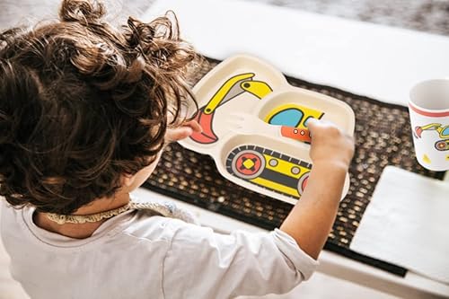 Miniatura 6 de Juego de platos para niños, tenedor y cuchara incluidos, juego de 3 piezas, platos para niños pequeños, vajilla de cena, platos divididos para