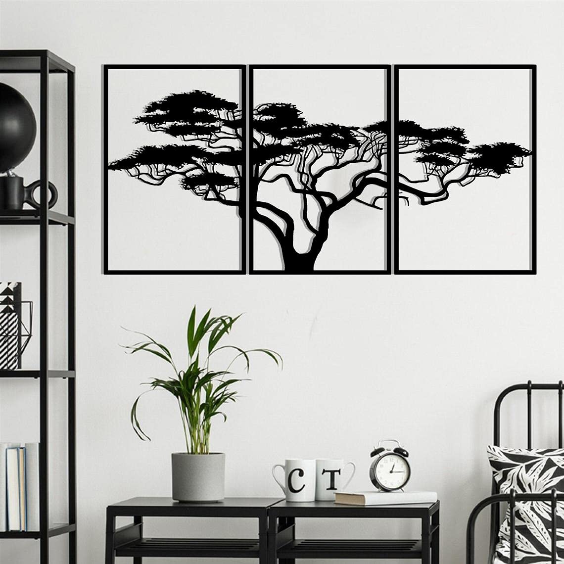 Tree of Africa Metal Wall Art, Tree of Life Metal Wall Art, 3x Large Metal Tree Wall Decor, Artwork for Home Decorations, Farmhouse Decor, Rustic Decor, Cabin Decor, Housewarming Gift (59’’ x 29’’)