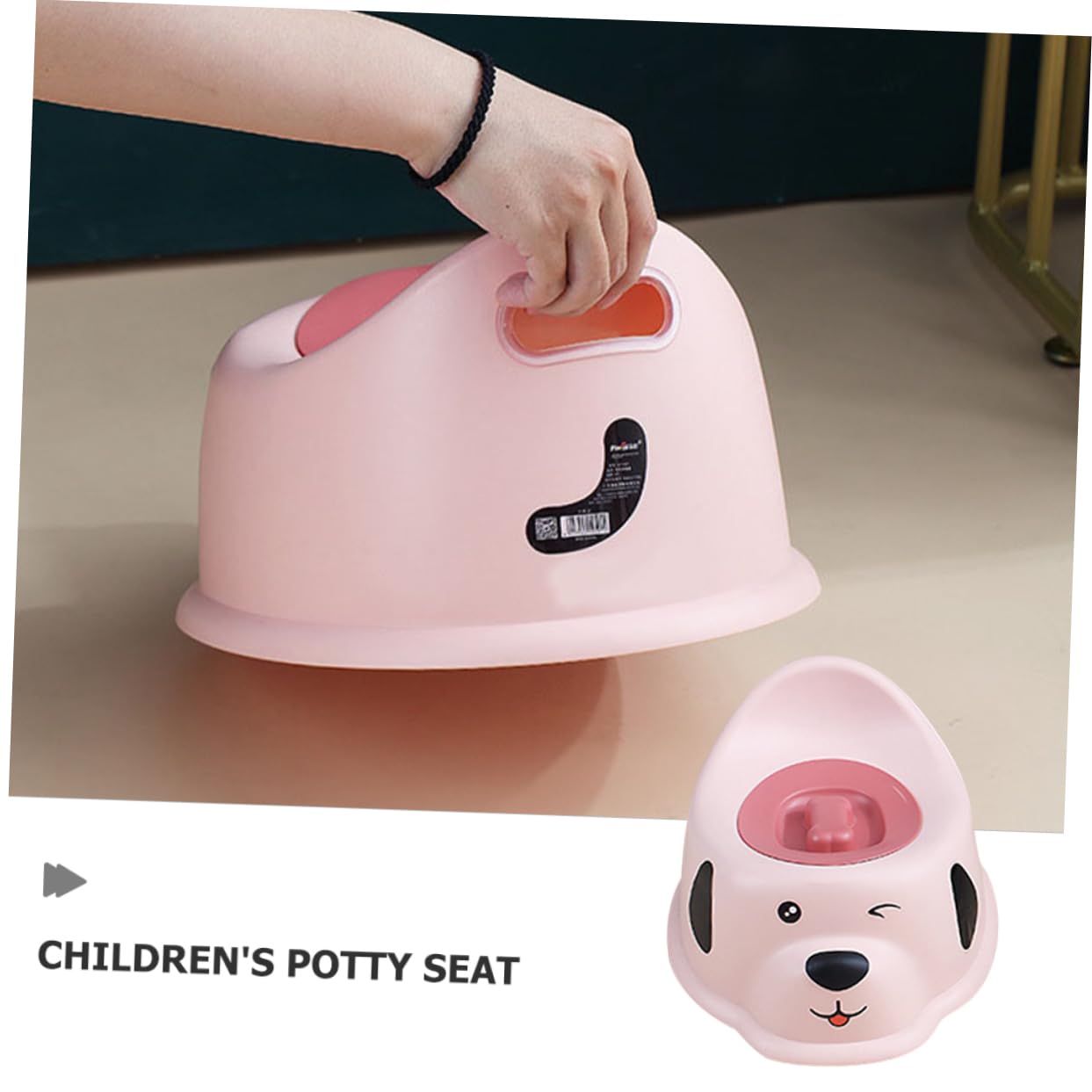 Vasino per Bambini con Coperchio, Wc Portatile in Pp per Addestramento | Guardia Anti-spruzzi, Design Cartone con Motivo Cucciolo, Uso Domestico per Neonati e Ragazzi