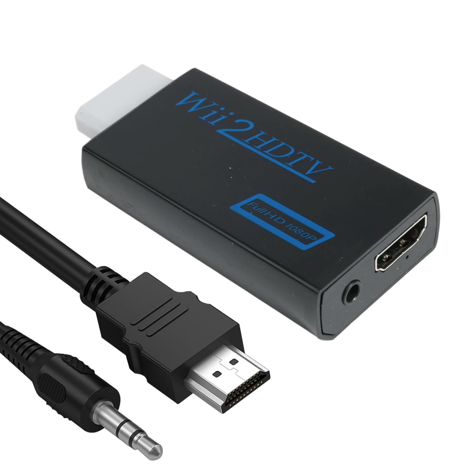 Adaptateur Wii HDMI, Adaptateur Peritel HDMI avec Câble HDMI de 1 m et Câble Audio 3,5 mm de 1 m, Convertisseur 1080p Compatible avec Tous les Modes d'Affichage pour Console Wii, Projecteur, TV