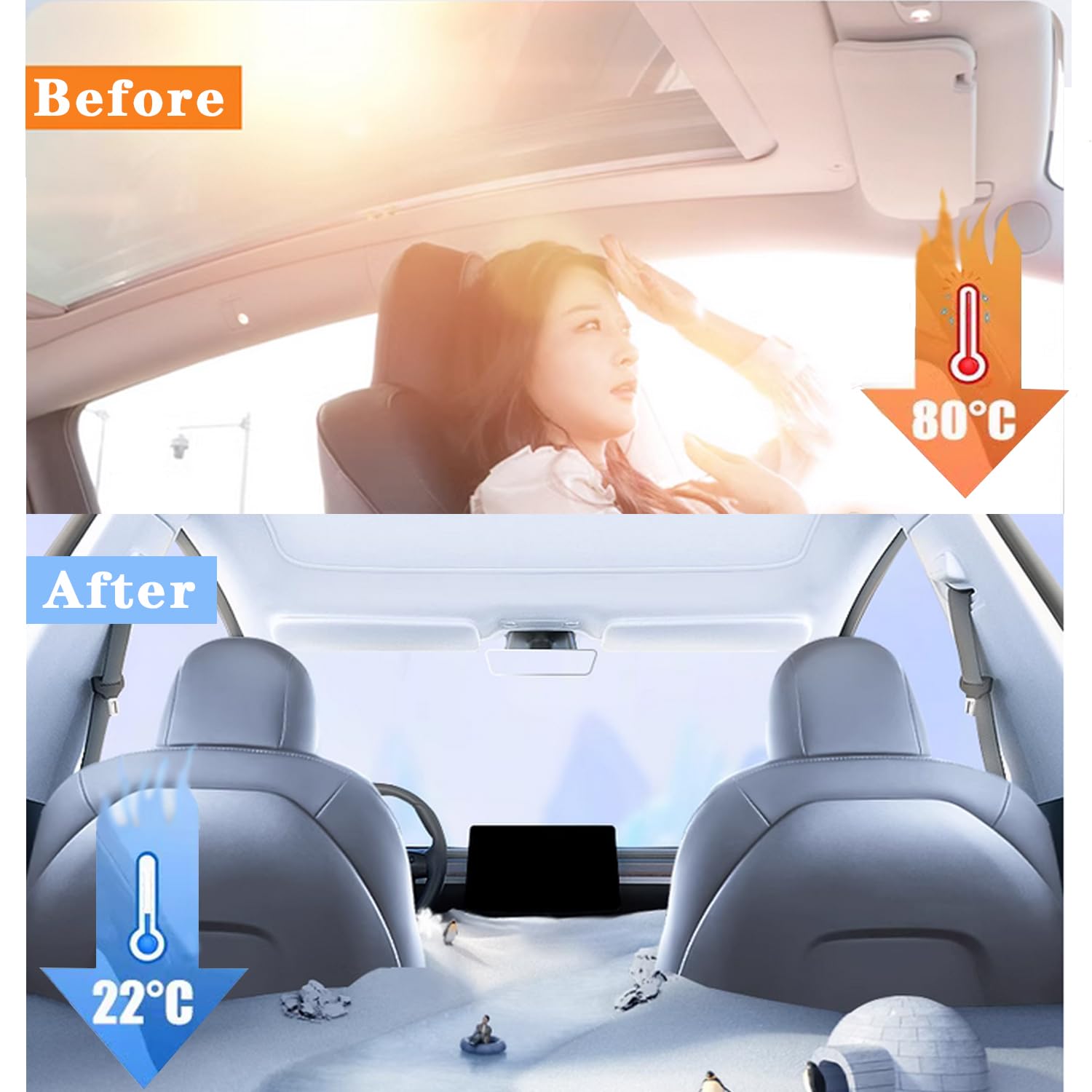 Pare-Soleil de Toit pour Tesla Model 3 Highland 2018-2026, Noir | Pare-soleil de Toit en Verre Accessoire, Fenêtre de Toit Isolation Contre Les Rayons UV, Produit à Partir de Chine