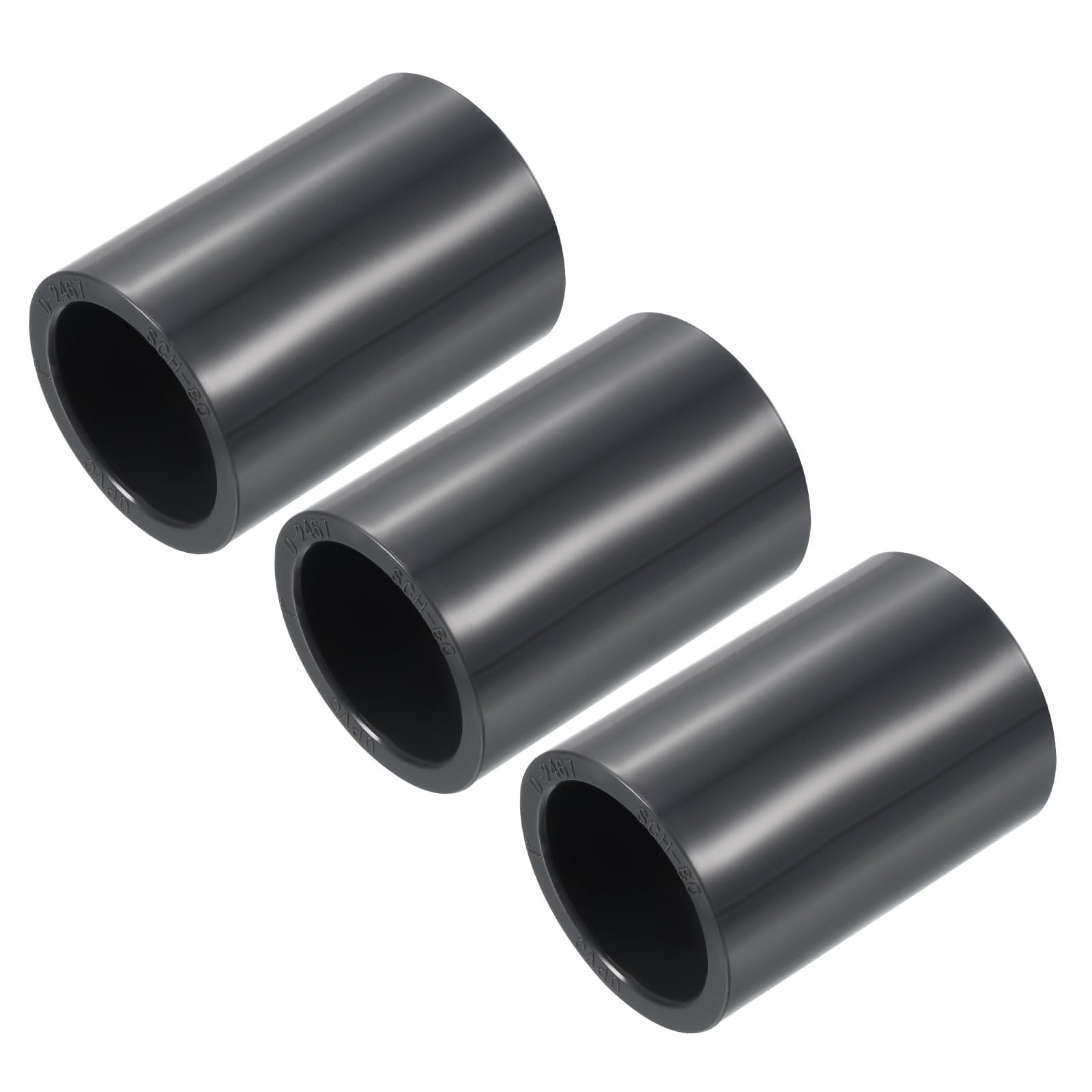 YOKIVE 3 Pcs UPVC Fitting, Straight Adapter Connector Connect Pipe Socket Schedule 80, Great for Bathroom Kitchen, Sink (Gray, 1")