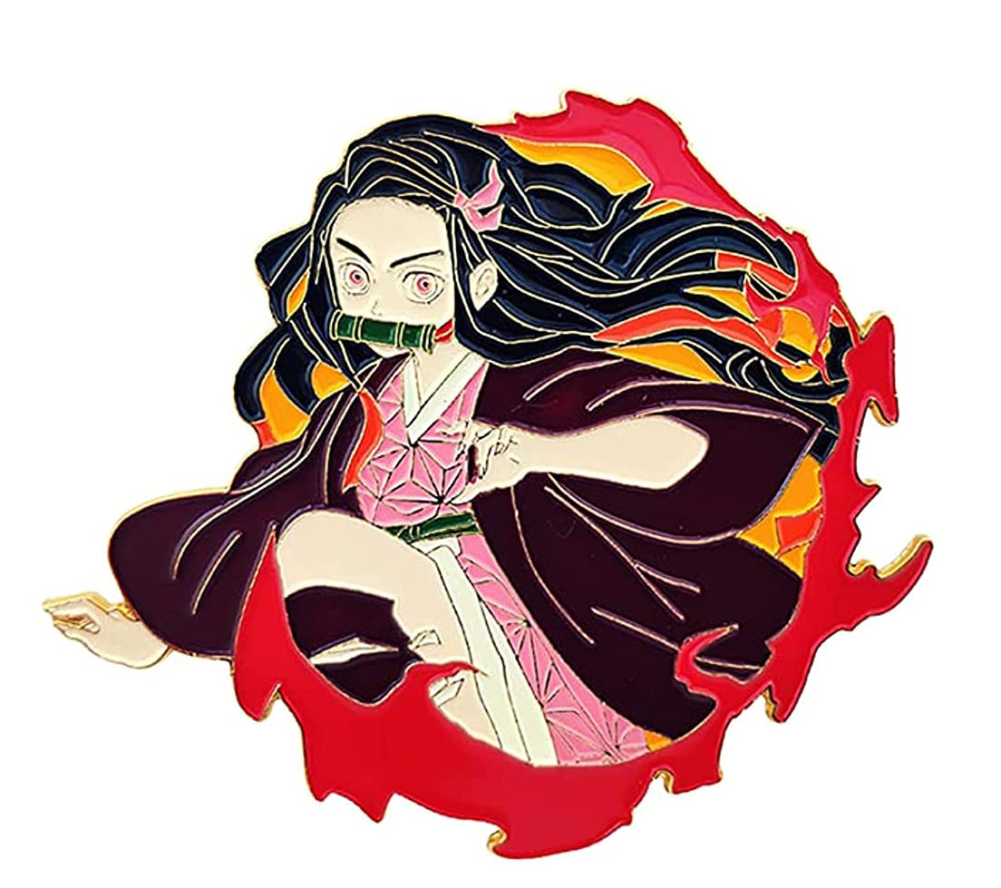 VICKYPOP Anime Badges Metal Demon Slayer Alloy Character Pins Cartoon Clothing Accessories for Boys Girls
