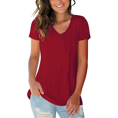 Womens Tops V Neck Tee Casual Short Sleeve and Long Sleeve T Shirts