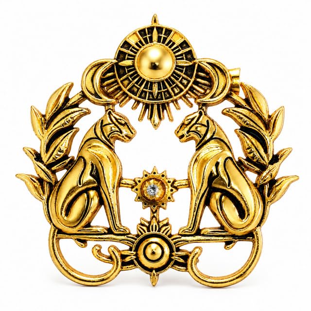 shining jewel - by shivansh Antique Gold Oxidised Plated Vintage Brooch Tie-pin for Men - Dual Twin Lion Crest (SJ_9122_AG)-picture-22