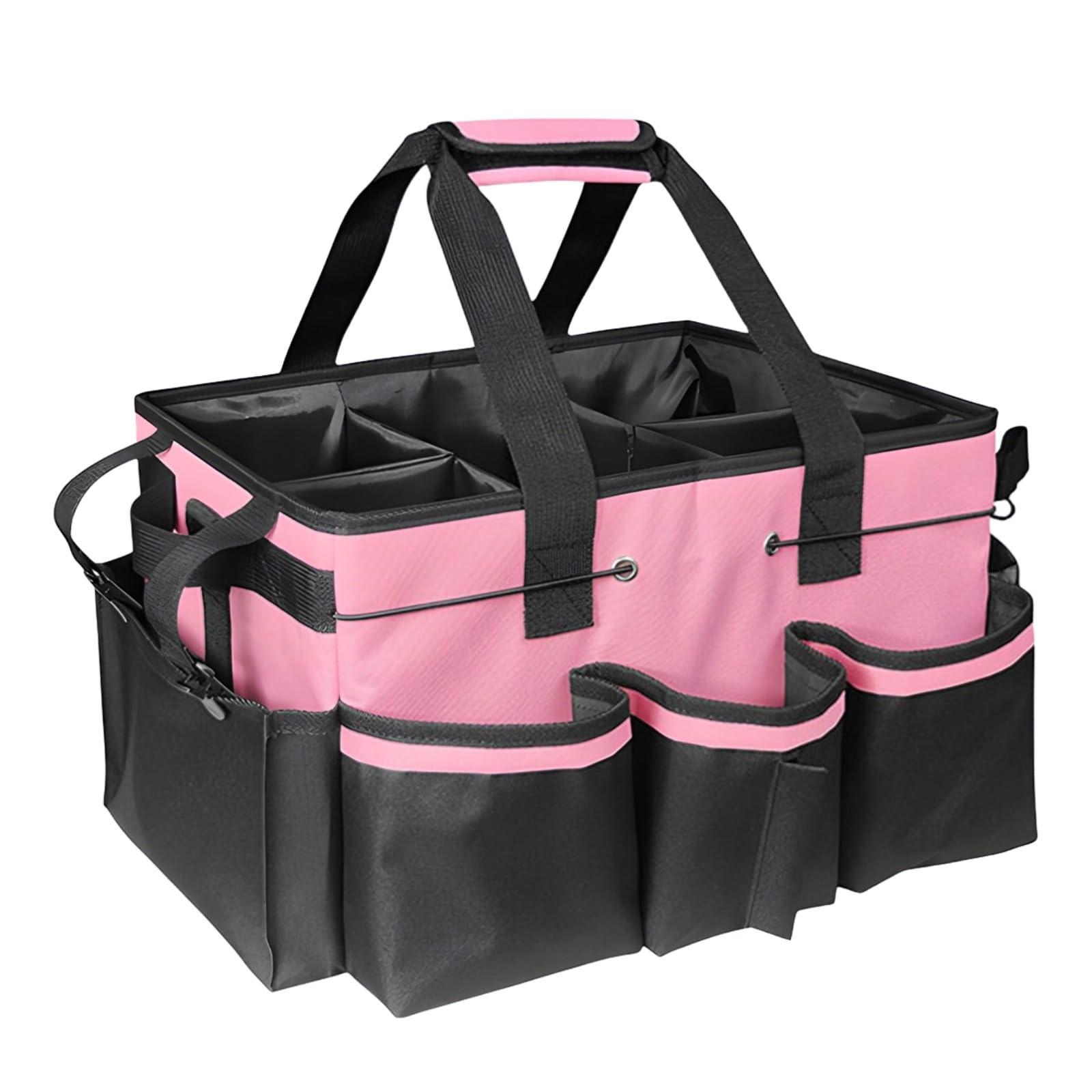 Organizador de limpieza, bolsa grande de limpieza con 5 bolsillos, correa de hombro ajustable, asa resistente, 15 x 9.4 x 10.6 pulgadas, tela de poliéster