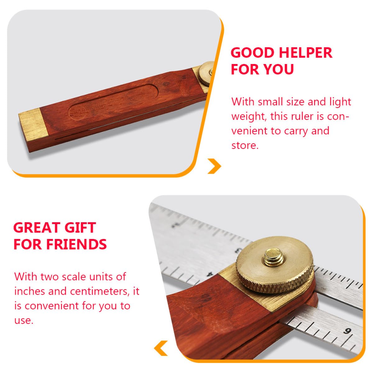 Generic Red Wooden Handle 9-inch Sliding T-Bevel Angle Ruler Adjustable Stainless Steel Woodworking Measurement Tool for Carpentry and Construction