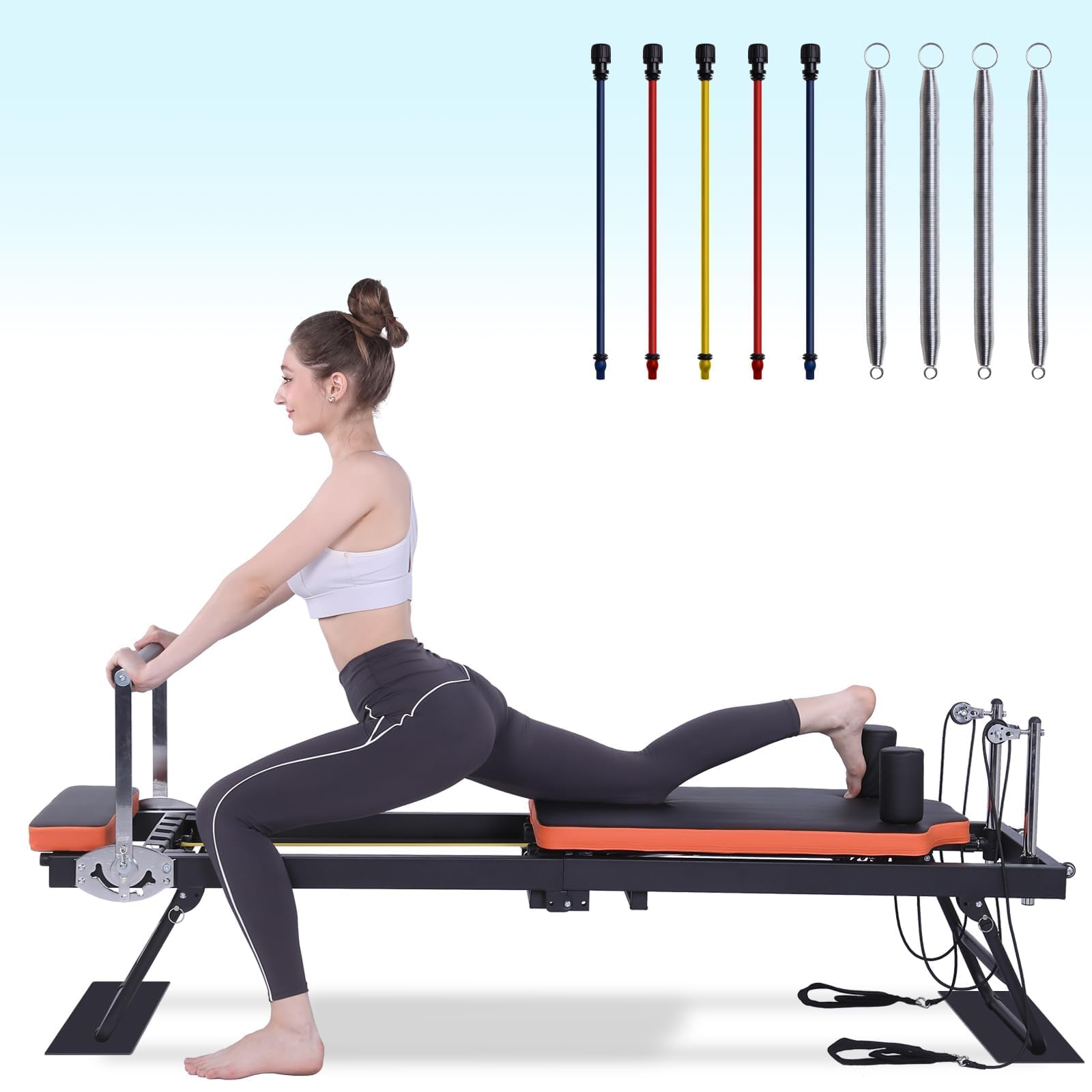 Pilates Reformer,Dpiolrcag Foldable Pilates Machine &amp; Equipment for Home Use and Gym Workout, Suitable for Advanced and Beginners Users, Up to 250 lbs Weight Capacity