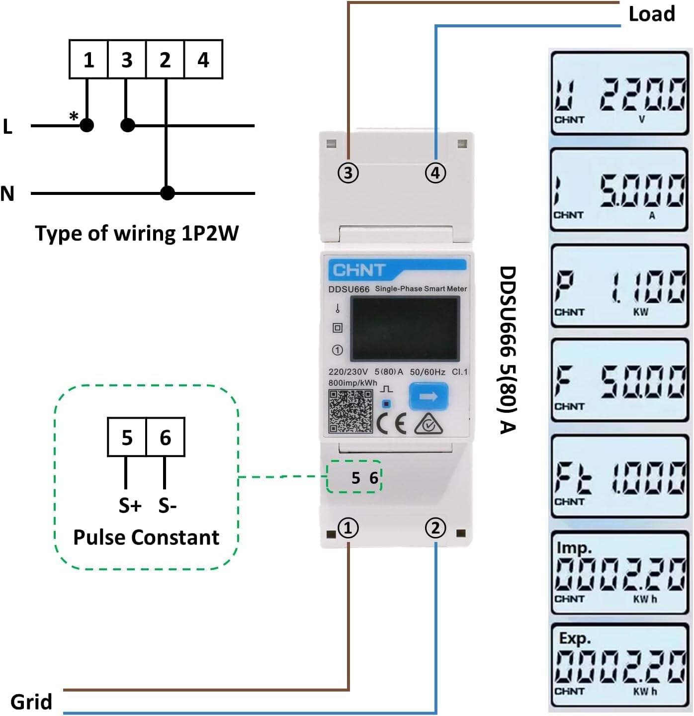 Compteur Intelligent CHINT DDSU666 - Compatible Inverter Deye - Monophasé