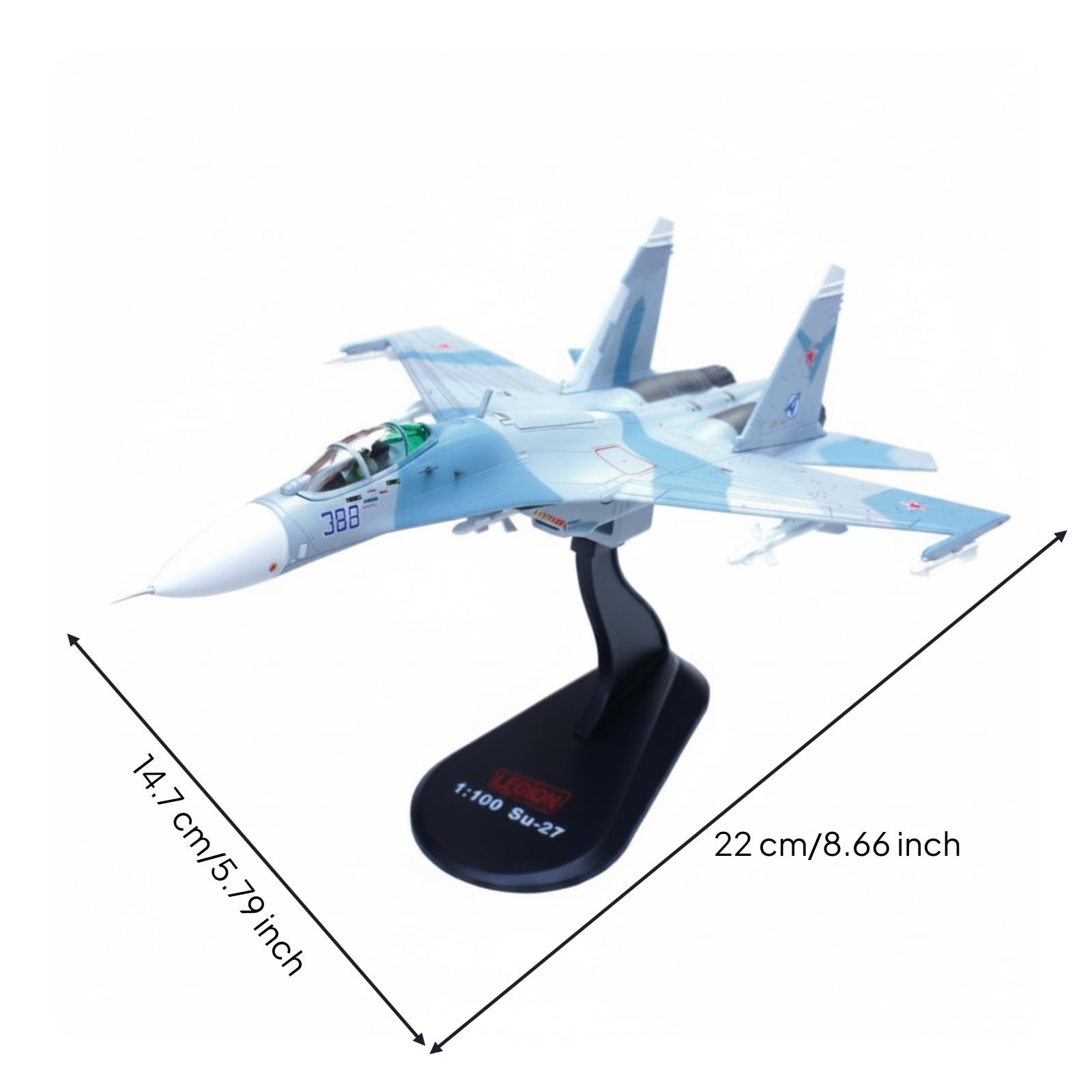 Modellino soviet27 Die-Cast Modellino di Aereo da Caccia Militare Rimovibile Velivolo con Piedistallo per Studio
