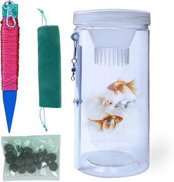 Portable and Plastic Aquarium Minnow&Small Fish Trap for Aquarium Children Fishing Outdoors,Durable Container Bait Trap Suitable for Fishing,Crab,Shrimp,Turtle