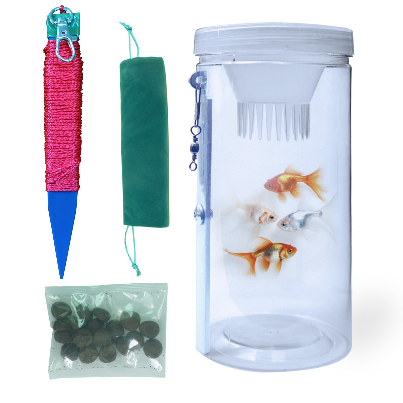 Portable and Plastic Aquarium Minnow&Small Fish Trap for Aquarium Children Fishing Outdoors,Durable Container Bait Trap Suitable for Fishing,Crab,Shrimp,Turtle (Small)