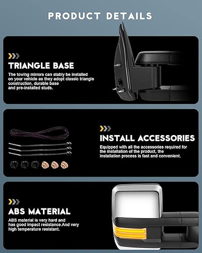 Vista 52 de OCPTY Espejos de remolque para Gmc C2500 1988-2000 para GM 1988-2000 para Chevy para Gmc 1988-2001 para Gmc C/K 1500/2500 Suburban/Yukon 1992-1999