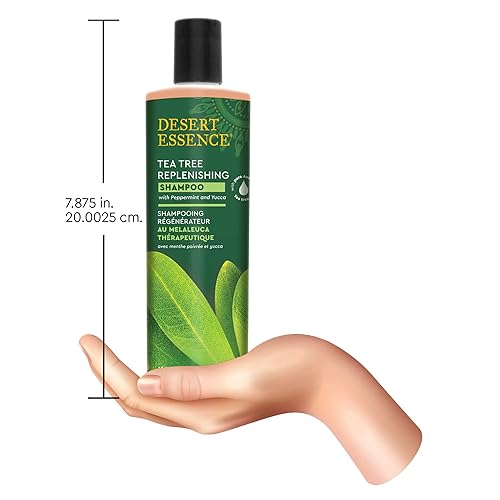 Miniatura 7 de Desert Essence Champú reabastecedor de árbol de té, 12.7 onzas líquidas, paquete de 2, terapéutico, menta y yuca, restaura y nutre el cabello,
