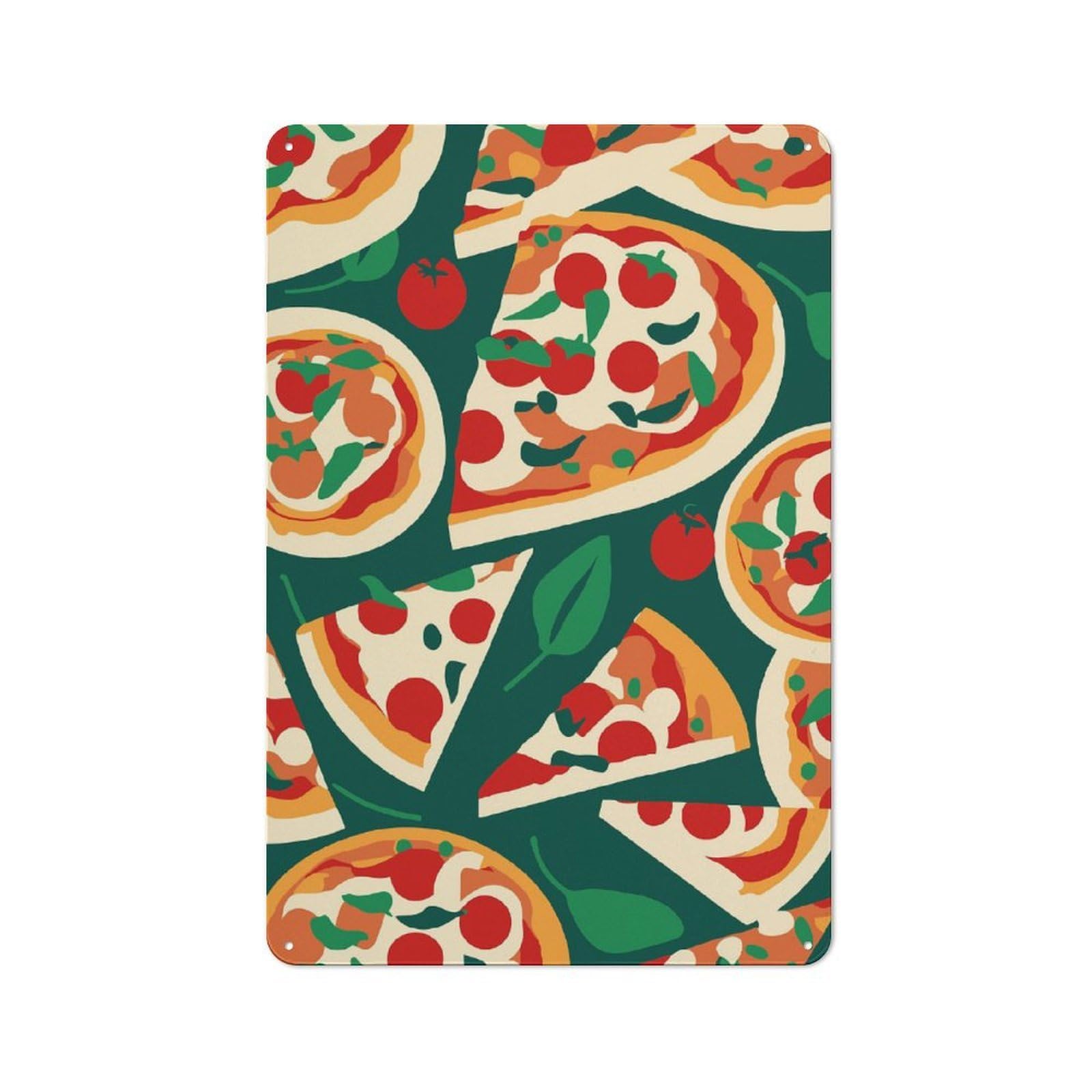 Junmoney Style-22 Vintage Tin Sign 30X20cm With Pizza Lovers For Hallway Wall, For Home Interiors, Feature Walls And Decorative Displays
