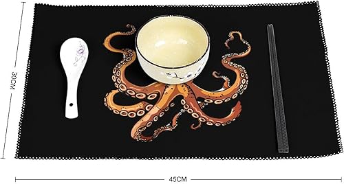 Miniatura 2 de Cephalopod Octopus Placemats Set of 6 Resistant Table Mats Washable Place Mats for Dinner Party Table Decoration