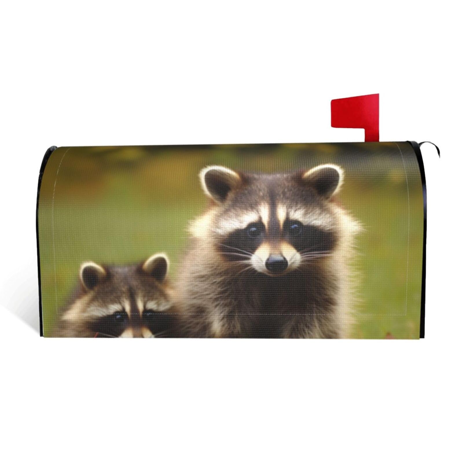 Raccoon Mailbox Covers Magnetic Standard Size 21x18 in, Decorative Post Letter Box Cover Waterproof Mailbox Wraps Outdoor Post Wraps for Garden Yard Home Decor