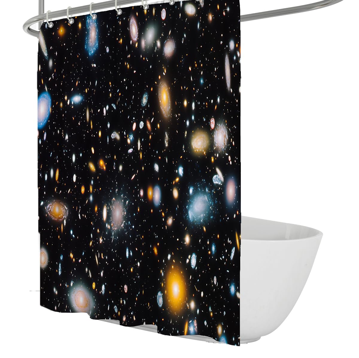 OLLIAR Home Modern Shower Curtain Mysterious Cosmic Planet Fashion Bathroom Decorative with Curtain Hooks Washable Polyester Fabric Bathtub Curtains 150x180cm
