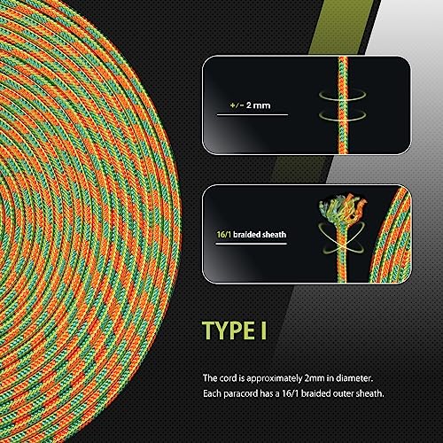 Abma Cord Paracord 100 lbs 2mm 100% Nylon 30M - Spring, Multi Color-spring, 30 Meters - Image 4