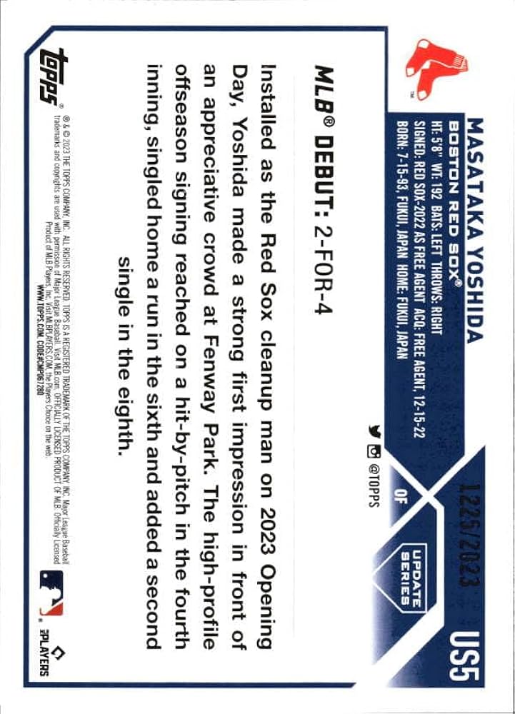 【激レア】吉田正尚 2023 Topps over the GM /5 激レア】吉田正尚 2023 Topps over the GM /5