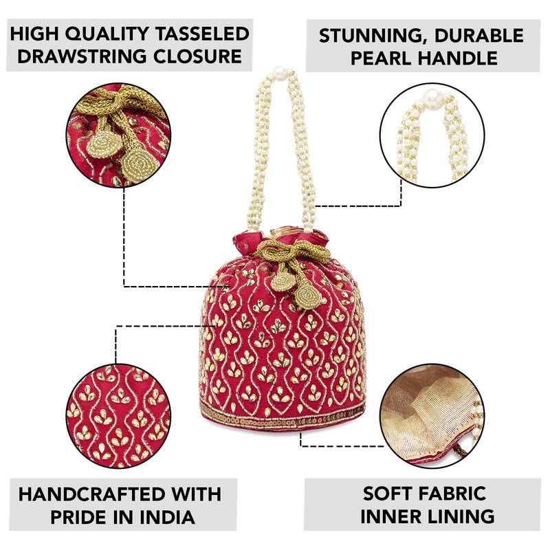 Image of Aheli Potli Bag Gift for Women Handmade Evening Wristlet Handbag Stylish Bridal Purse Fashion Bag