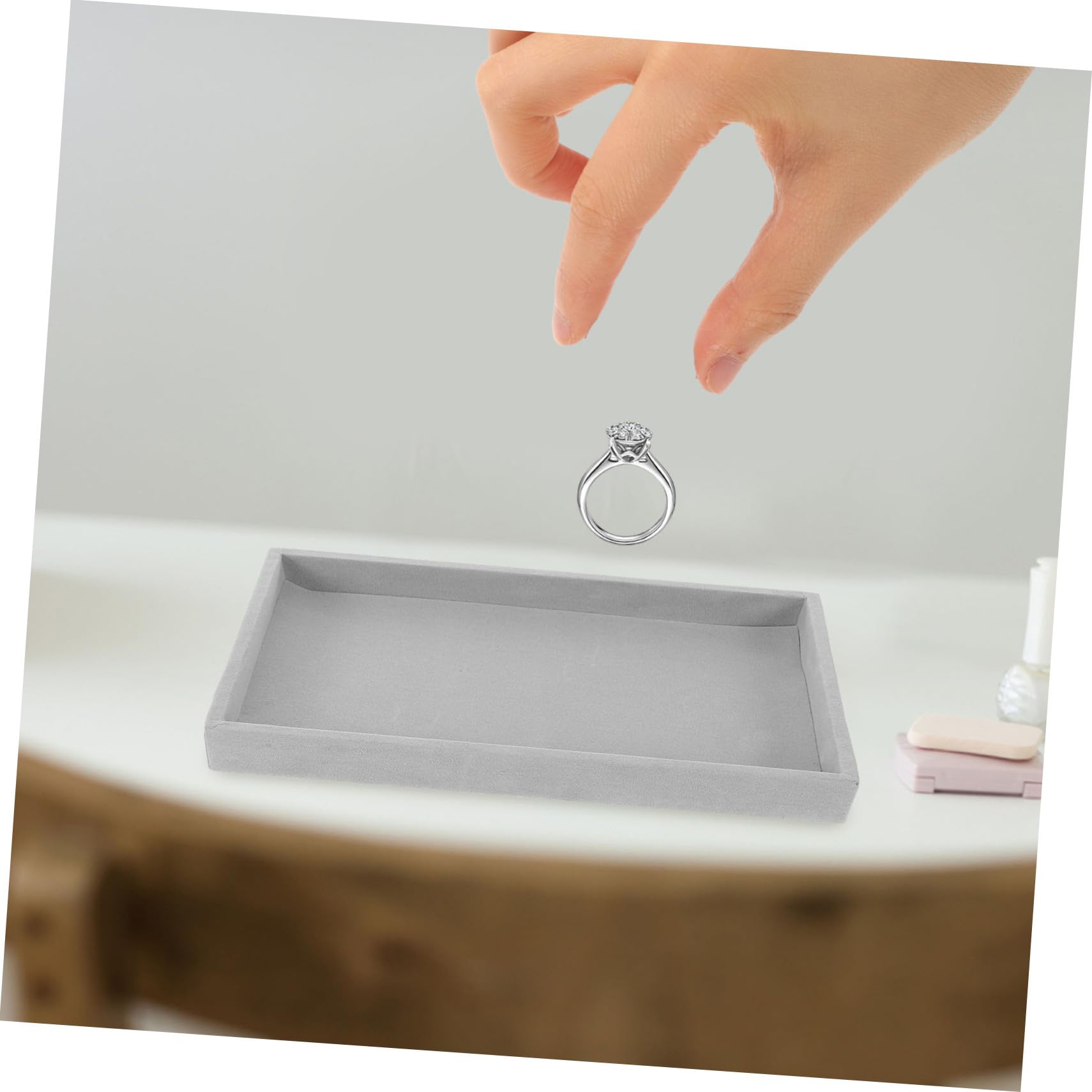 GALPADA Bandeja Organizadora para Joyas de Felpa, 4 Piezas, Diseño de 15 Compartimentos para Anillos y Pendientes, Adecuado para Exhibición en Tiendas de Joyería