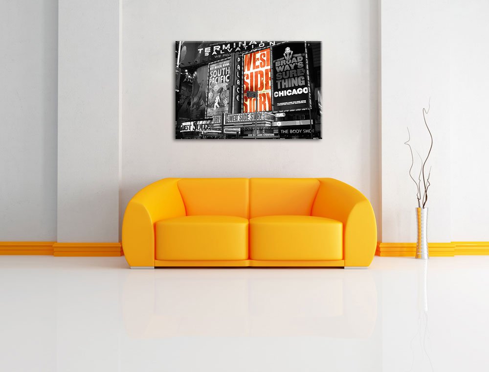 Pixxprint Programma della Famosa Broadway Stampa su Tela 120x80 cm Artistica murale
