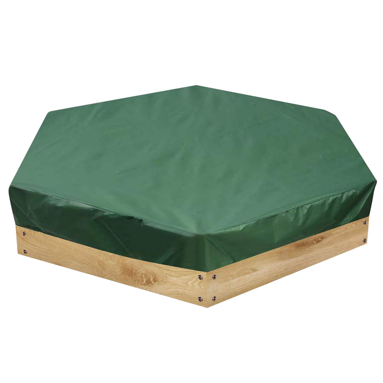 ISAKEN Hexagonal Sandpit Covers, Waterproof Dustproof Sandpit Pool Cover Protection Hexagon Green Sandbox Cover with Drawstring, for Outdoor Garden
