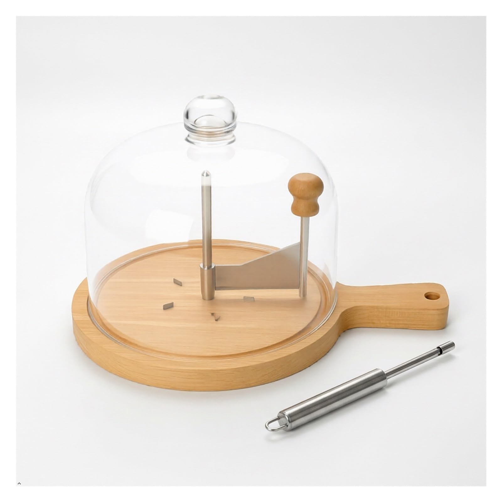 Raclette à Fromage Inox avec Socle Bois & Couvercle Verre Parmesan