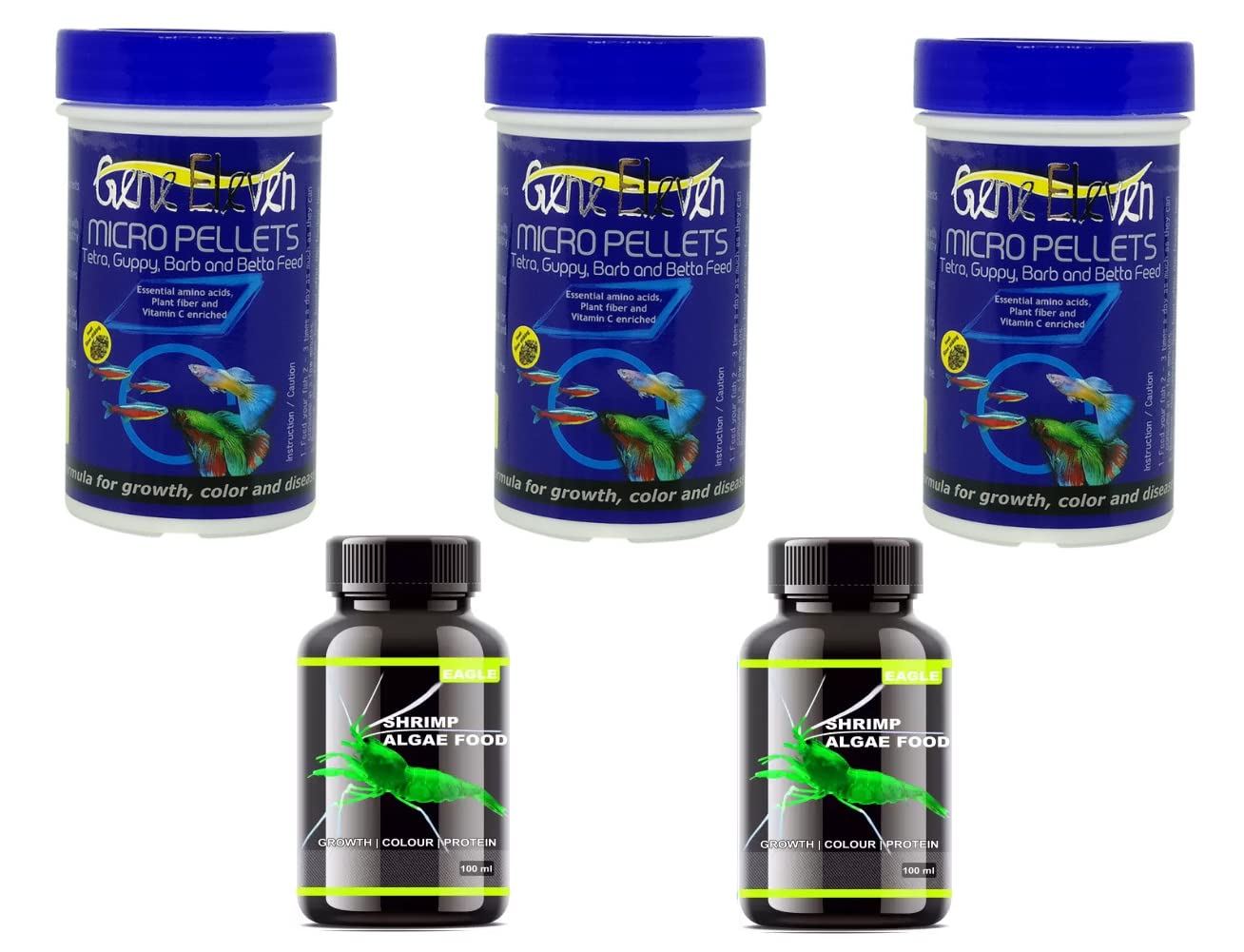 Eagle Algae Shrimp Food 2pcs Micro Pellet 30g 3pcs (5 in Combo) for  Guppy,Betta,Tetra,Tropical Fish Food Sold by RedBeaks