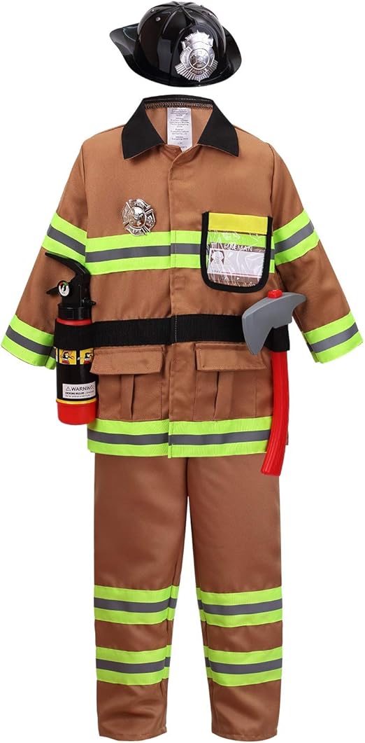 yolsun Tan Fireman Costume for Kids, Boys' and Girls