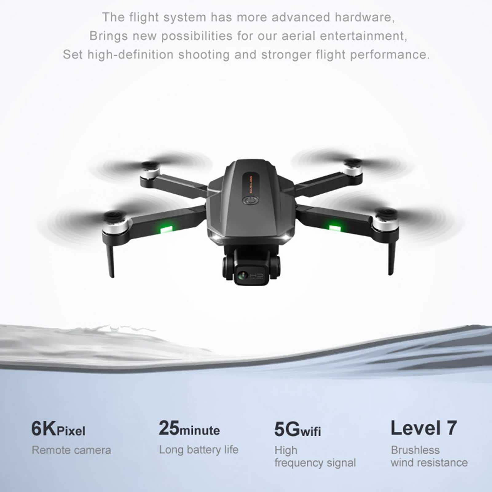 Drony z kamerą dla dorosłych 6K GPS Foldable 5G Quadcopter for Beginners with Optical Flow Positioning Auto Return Home Follow Me Brushless Motor 25 Mins Long Flight Time (Black 2 BATTERIES)