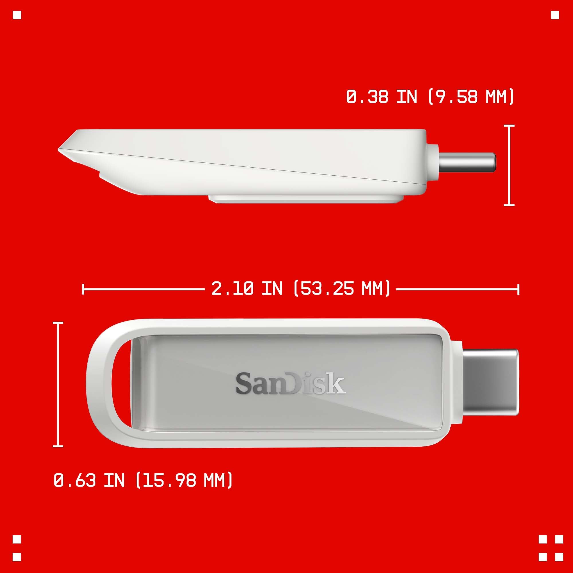 SANDISK Unità per telefono con USB Type-C 1 TB (per smartphone, tablet e computer, velocità fino a 150 MB/s, backup automatic, recupero dati) - Arctic White