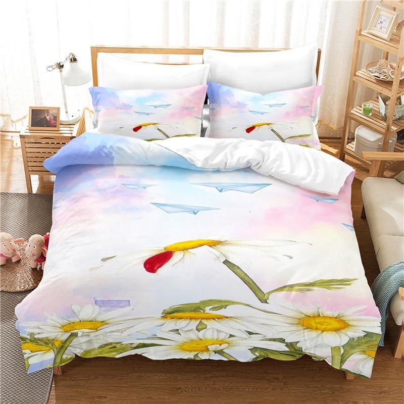 Housse de Couette 220x240 Tournesol Violet Idée Décoration Anniversaire et Lit Adulte