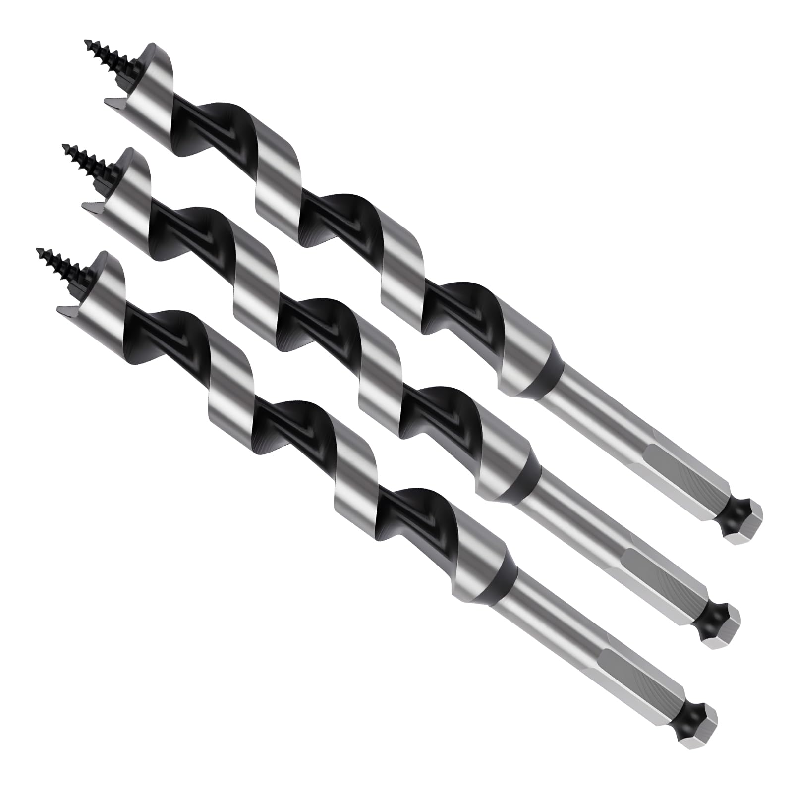 MOXPIFY Wood Auger Drill Bits, 3pcs 15mm Timber Drill Bits 155mm Long Hex Shank, Extra Long Drill Bits Wood For Woodworking (3pcs x 15mm x 155mm)