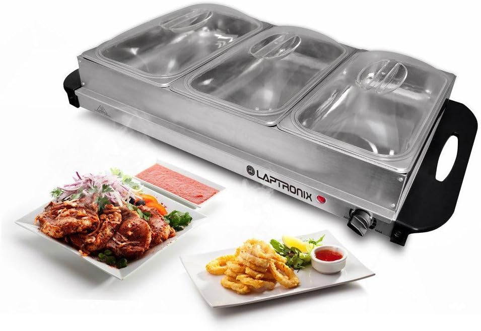 Amazon.co.jp Laptronix 3 Tray Food Warmer Hotplate Buffet Server 3 x