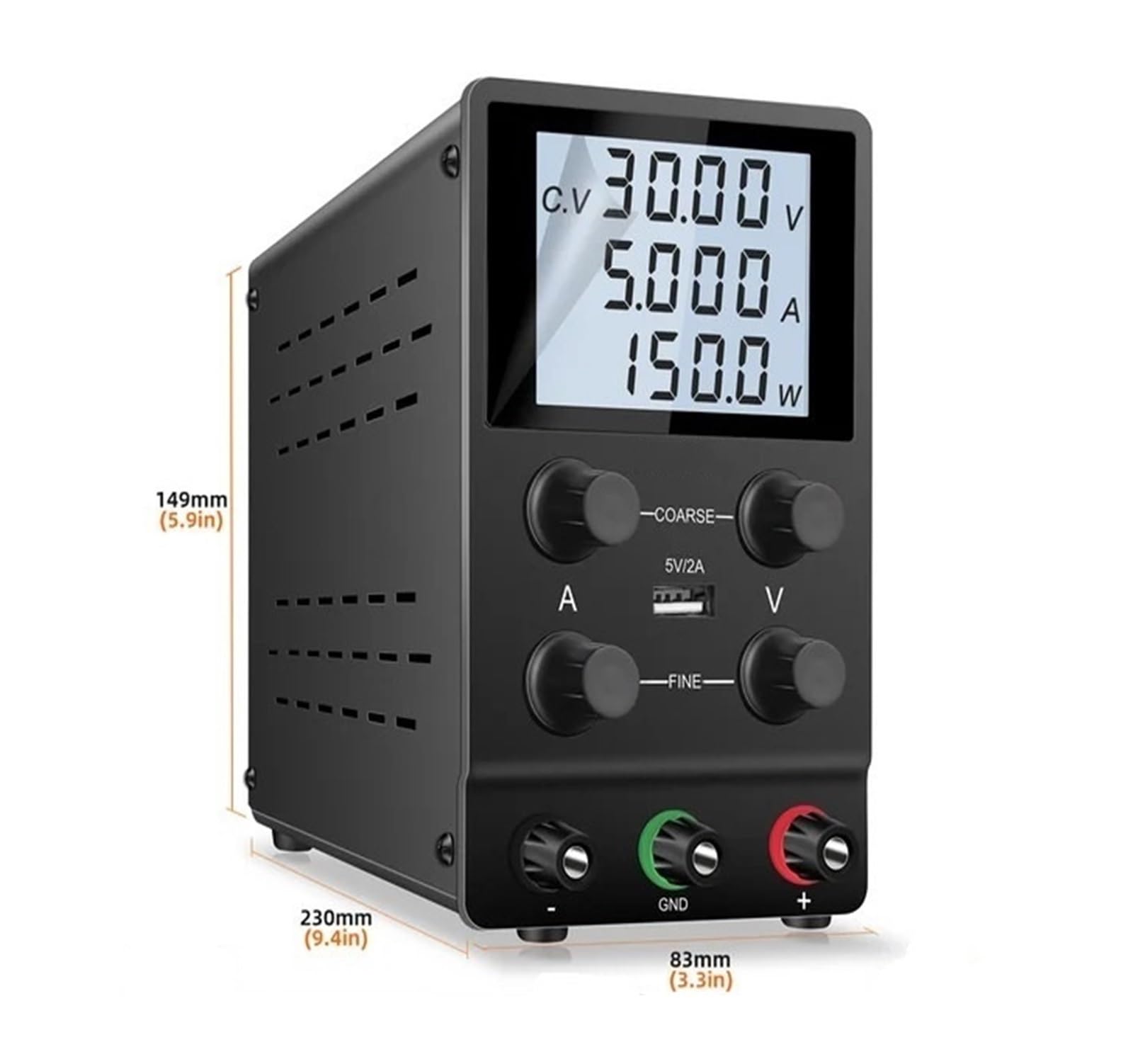 Fuente de alimentación CC Digital 30V 10A Fuente de alimentación CC Ajustable 15V 60V 120V 3A Fuente de alimentación de Banco Fuente de alimentación estabilizada(Mini 3 Digits 15V10A,220V)