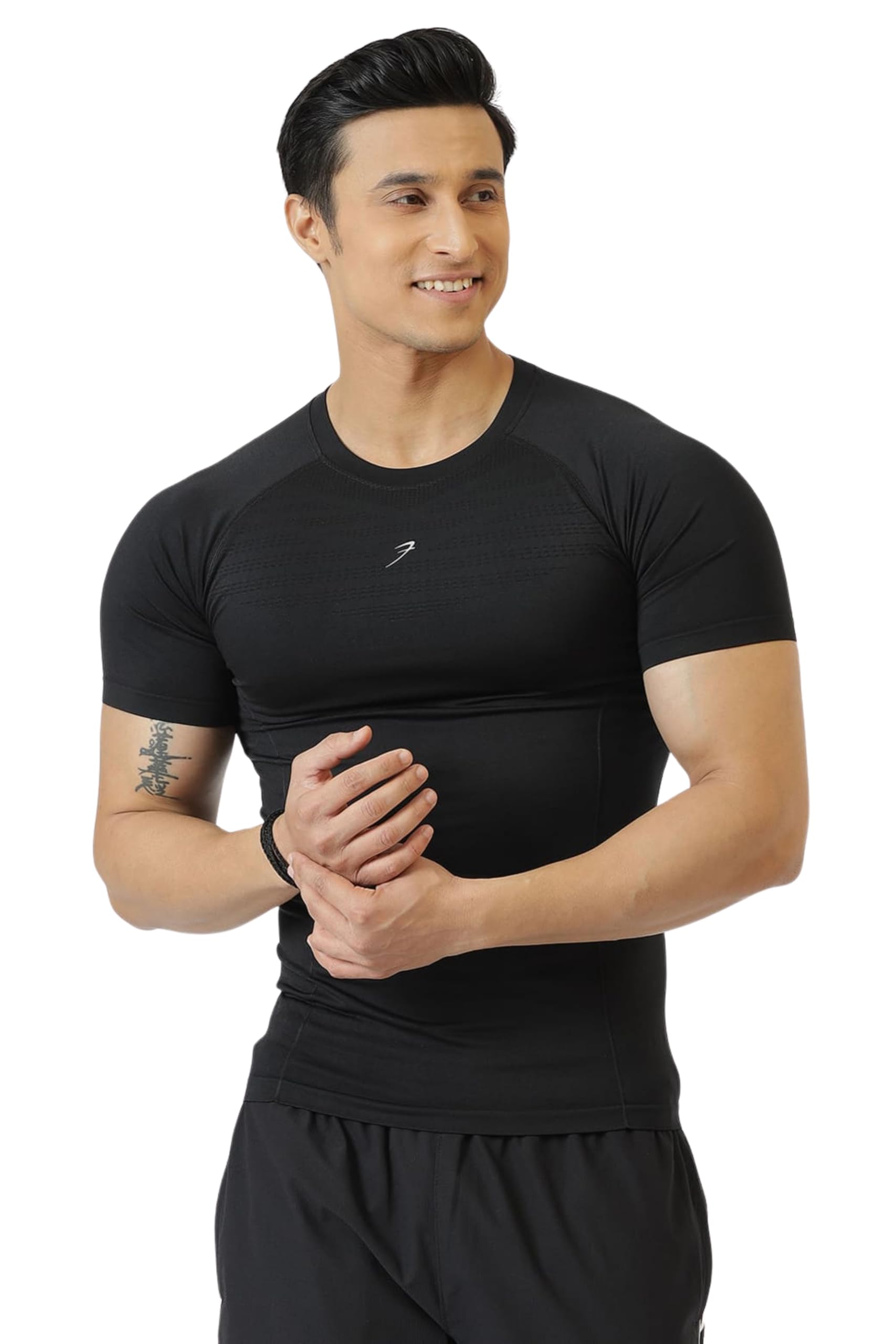 fuaark Nylon Seamless Compression Half Sleeves Dry Fit T-Shirts for High Performance in Gym-picture-11