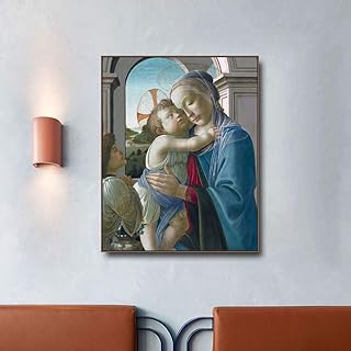 Sandro Botticelli 《Madonna con Bambino e angelo》 Quadri Moderni Soggiorno Stampe Da Parete Quadri Moderni Camera Da Letto Quadro Su Tela Motivo Quadri Decorativi Casa (40x50cm) senza cornice