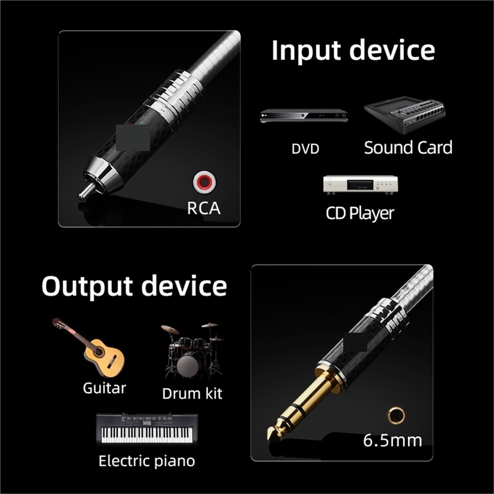 Kabel audio HiFi 6,35 mm do 2RCA Wysokiej czystości srebrny rozdzielacz w kształcie litery Y do gniazda TRS do 2RCA do wzmacniacza do głośników (3)