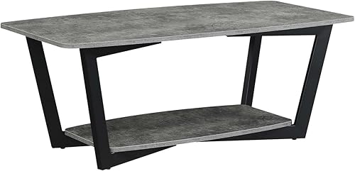 Convenience Concepts Graystone Mesa de centro con estante, cementonegro