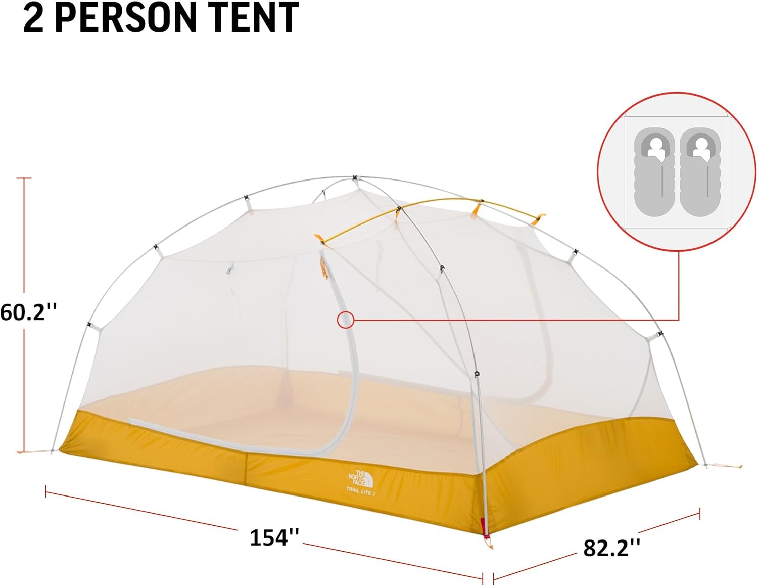 THE NORTH FACE Trail Lite 2 Tent - 2-Person, Khaki Stone/Arrowwood Yellow THE NORTH FACE Trail Lite 2 Tent - 2-Person, Khaki Stone/Arrowwood Yellow