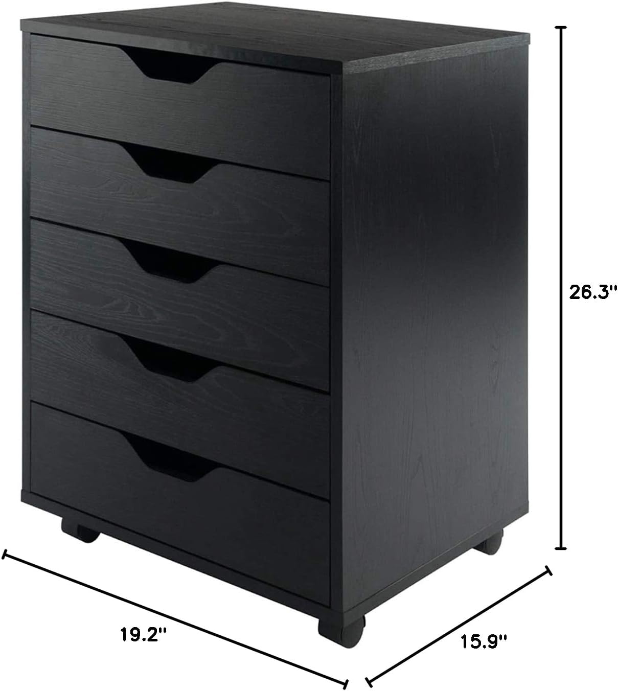 5-Drawer Wood Filing Cabinet, Mobile Storage Cabinet for Closet/Office Black Color Classic File Cabinets Storage Filing Cabinet for Home Office,Anti-tilt Structure MITPATY